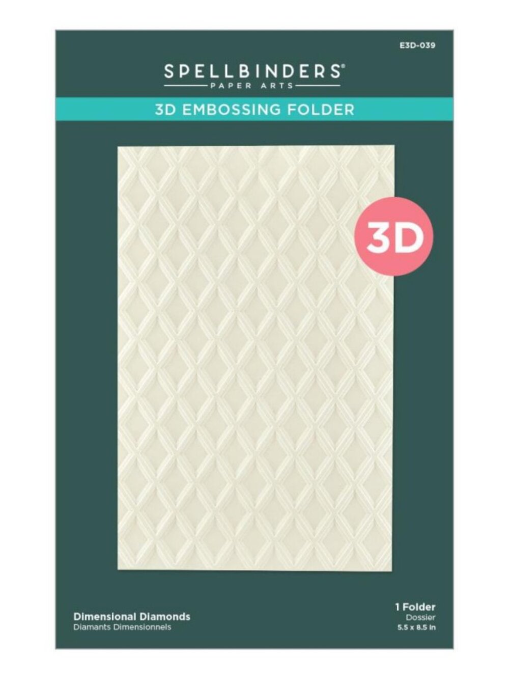 Spellbinders 3D Embossing Folder 5.5" X 8.5" - Dimensional Diamonds